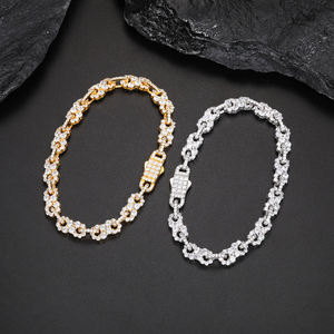 สร้อยข้อมือเพชรชุบทองคำ 18K หรูหรา ทรงกลมเจียระไนแบบเหลี่ยมคม ดีไซน์เรขาคณิต เหมาะสำหรับทุกเพศทุกวัย สวมใส่ได้ทุกวัน - Product Image 2