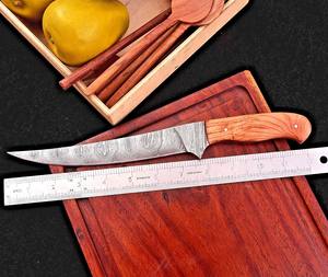 Couteau à filet en acier Damas Nordic Forge avec étui en cuir, fabrication sur mesure OEM, haute dureté, extra tranchant, durable, couteau de cuisine - Product Image 5