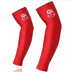 Manches de compression pour hommes GYM ACTIVE, longueur coude, polyester uni, UPF50+, légères, pour la musculation, séchage rapide, toutes saisons - Product Image 1