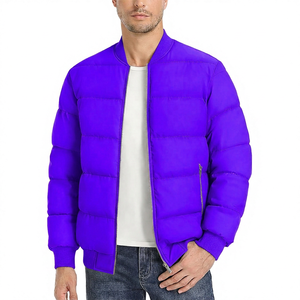Men's <b>Pink</b> Puffer <b>Jacket</b> Stand Collar Zipper Casual Windproof Polyester Wadding Autumn Solid Color Regular Fit - Product Image 6