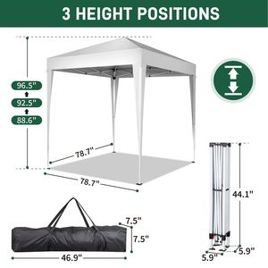 Tenda pieghevole esterna portatile da 6,5x6,5 piedi a baldacchino 4 pareti laterali 2 porte a cerniera 2 finestre con struttura in acciaio verniciato a polvere in tessuto Oxford per - Product Image 5