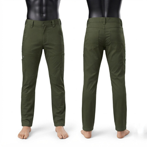 Premium Cotton Polyester Corduroy 240 GSM Work <b>Pant</b> Olive <b>Green</b> Utility Trousers <b>Cargo</b> Pocket Design Reinforced Knee Waterproof - Product Image 1