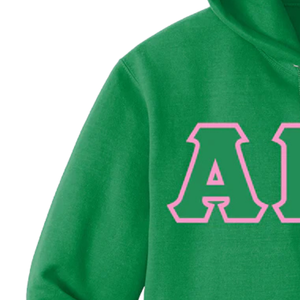 Sudadera con Capucha Bordada con las 3 Letras Griegas AKA, Verde, Gruesa, de Felpa, Mezcla de Algodón Suave, Informal, Unisex, para Invierno - Product Image 4