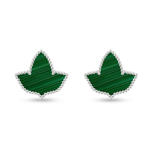 Pendientes de plata de ley con malaquita y hojas de hiedra para mujer, elegantes, de color verde y plateado, joyería de moda, pendientes de lujo, regalo - Product Image 1