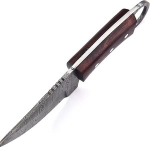 Cuchillo de Camping de Hoja Fija de Acero de Damasco Forjado a Mano, Mango de Madera de Palisandro, Funda de Cuero, Cuchillo Skinner al por Mayor, Soporte OEM Personalizado - Product Image 2