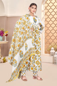 ชุดคุर्ตาพิมพ์ลายคอกลมสีขาวสำหรับผู้หญิง ยี่ห้อเมจิก จำหน่ายจำนวนมาก เป็นมิตรกับสิ่งแวดล้อม สไตล์ชาติพันธุ์ - Product Image 2