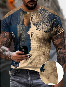 Men s Digital Print <b>Patchwork</b> Color Block <b>Shirt</b> Short Sleeve Casual Fashion <b>Shirt</b> Breathable Comfortable Fabric Regular Fit - Product Image 3