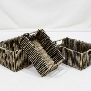 Water Hyacinth Woven Storage Basket Rectangle Organizer <b>Bin</b> Rustic Seagrass Style for <b>Bedroom</b> Bathroom Desktop - Product Image 4