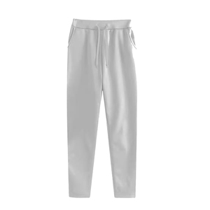 Ensemble de survêtement décontracté unisexe 2 pièces, collection automne, pull court pour femme, taille élastique avec cordon de serrage, léger - Product Image 1