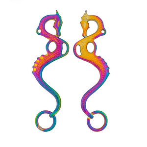 Mors de cheval Hackamore en acier inoxydable plaqué arc-en-ciel Dragon de haute qualité, mors Western Premium, équipement équestre durable - Product Image 2