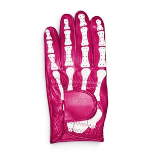SAAR INDUSTRIES High Quality Pink <b>Skeleton</b> Print Genuine Cabretta Leather Non-Slip Golf Gloves <b>Full</b> Finger Left Hand Unisex Hook - Product Image 1