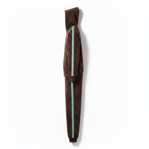 Chándal unisex con capucha marrón para hombre, largo completo, color sólido, con bolsillos laterales y franja verde menta, ropa informal de otoño - Product Image 5