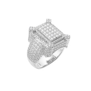Bague AMBER JEWELS T-4040 en or rose unisexe, diamant de laboratoire taille ovale, pavé complet, style hip-hop de luxe - Product Image 2