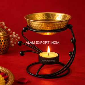 Brass Incense <b>Burner</b> with <b>Candle</b> Holder Aromatherapy Diffuser Black Metal Stand Decorative Home Fragrance <b>Burner</b> All Season Use - Product Image 6