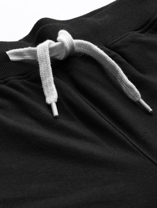 Pantalon de jogging décontracté en molleton de coton noir pour homme, taille élastique avec cordon de serrage, idéal pour l'hiver - Product Image 6