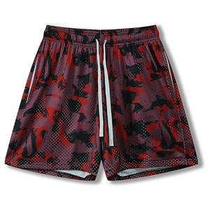 กางเกงขาสั้นกีฬาผ้าโพลีเอสเตอร์คุณภาพสูง พิมพ์โลโก้ได้ตามต้องการ สีสันสดใสสำหรับฤดูร้อน ผู้ชาย ทรงจ็อกเกอร์ ความยาวขาใน 5 นิ้ว เหมาะสำหรับเล่นบาสเก็ตบอล กันลม มีเชือกผูกเอว - Product Image 3