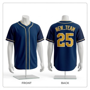 Maillot de baseball personnalisé pour homme, nouvelle équipe, imprimé or 25, boutonné, respirant, en polyester, manches courtes, coupe classique, adulte - Product Image 1