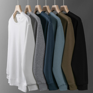 Sweat-shirt à col rond noir pour femme, 100% coton tricoté, couleur unie, manches longues, vêtements d'automne décontractés - Product Image 5