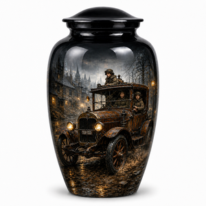 Autocollant commémoratif de luxe de style américain pour voiture ancienne, avec urne funéraire en émail pour le stockage des cendres humaines adultes - Product Image 1