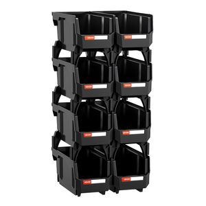 Lot de 8 bacs et boîtes de rangement empilables en plastique noir de 10.9x5.5x5.1 pouces pour placard, garage, bureau-Organisation de petites pièces - Product Image 1