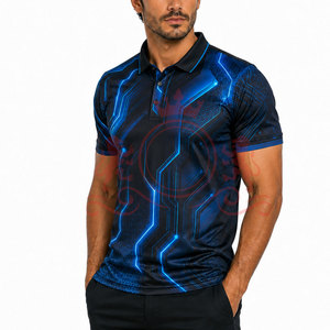 High Performance Blue <b>Abstract</b> Polo Shirt Breathable Fabric Short Sleeve Comfortable Modern Casual Daily Wear - Product Image 6