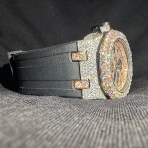 Montre personnalisée en moissanite et diamants, bracelet en caoutchouc, style hip-hop, montre de luxe, achat en gros aux États-Unis et au Royaume-Uni, montres en stock, Reloj - Product Image 1