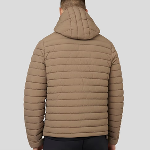 <b>Men's</b> Hooded Puffer <b>Jacket</b> Solid Color <b>Winter</b> Windproof Casual Zipper Closure Polyester Wadding Coat - Product Image 2