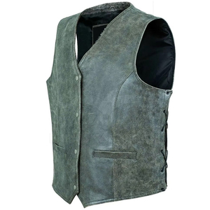 Chaleco de cuero impermeable de invierno Oem con cuello en V, chaleco de cuero de vaca de alta calidad para venta en línea. - Product Image 2