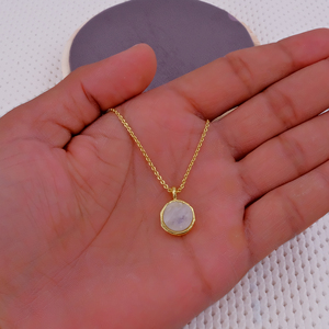 Natural Rainbow <b>Moonstone</b> Rough Gemstone Dainty Boho Pendant Necklace Handmade Gold Plated Layered Cable Chain Charm <b>Jewelry</b> R - Product Image 3