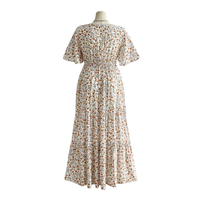 Robe longue décontractée à col carré et motif floral pour femme, idéale pour le quotidien