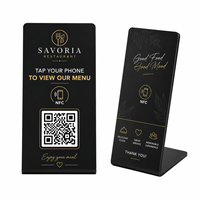 Support de menu de restaurant NFC personnalisé, noir, imprimé UV, en PVC, pour table, avec code QR, menu numérique