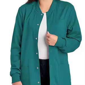 Blouse de laboratoire verte tissée pour femmes, manches longues avec boutons, uniforme d'hôpital, blouse de médecin, 3 poches - Product Image 2