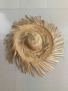 Sombrero de Paja Natural a Rayas Hecho a Mano, Ala Ancha, Unisex, Casual, para Playa, Viajes, Protección Solar, Precio al por Mayor de Vietnam - Product Image 6