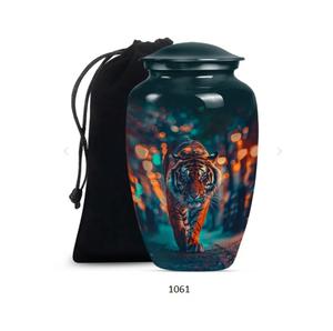 Urne funéraire moderne pour cendres de tigre, 10 pouces, noire, grande, unisexe, pour cendres humaines adultes - Product Image 1
