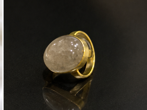 Bague en quartz rutilé doré naturel plaqué or Ha Gems, forme ovale, qualité AAA, unisexe, prix de gros, pierre de naissance de mai - Product Image 3