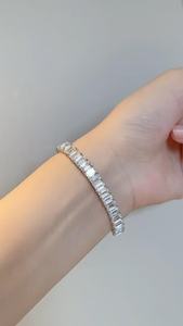 Bracelet tennis en diamant de laboratoire taille émeraude 20 carats, or blanc 14 carats, certifié IGI, bracelet de luxe classique - Product Image 5