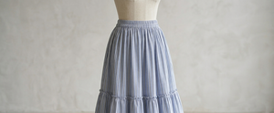 Women Blue White Stripes Cotton Maxi <b>Skirt</b> <b>Elastic</b> Waist Tiered Frill Long <b>Skirt</b> Summer Beach Wear Casual Boho Outfit Top - Product Image 2