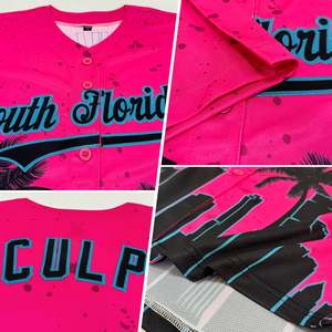 Maillot de baseball imprimé en 3D avec des palmiers de Miami pour hommes, avec nom d'équipe, numéro et logo personnalisés, maillots de sport - Product Image 3