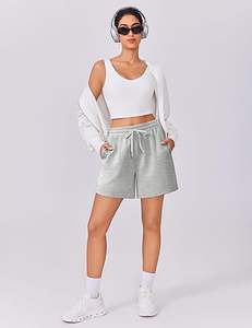 Shorts décontractés en coton molletonné pour femmes, taille mi-haute, pour le sport, vente chaude, shorts de course et de gym pour femmes - Product Image 1