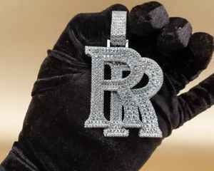 Colgante personalizado con letra doble R inicial, colgante de plata 925, estilo hip hop, colgante con letra personalizada de moissanita VVS para hombre - Product Image 2