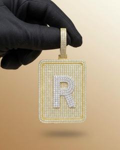 Colgante Personalizado con Letra en Forma de Tarjeta Cuadrada, con Incrustaciones de Moissanita, Plata de Ley 925, Chapado en Oro de 18K, Estilo Hip Hop, Unisex - Product Image 5
