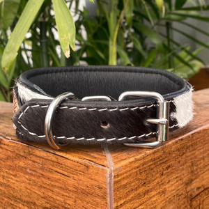 Designer Luxury Personalized Genuine Leather <b>Padded</b> Dog Collar Luxury Designer Heavy Duty Adjustable Buckle Pet Collar for Puppy - Product Image 6