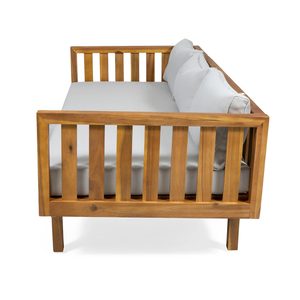 Modern Semi <b>Outdoor</b> Teak Wood Lounge <b>Sofa</b> for Resort Balcony Terrace Patio - Product Image 5