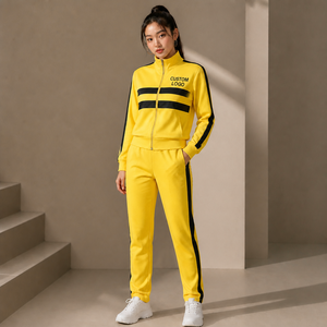 Conjunto Deportivo Personalizado con Logotipo, Conjunto de Dos Piezas, Traje Deportivo Informal para Mujer con Franja Negra 2026 - Product Image 2