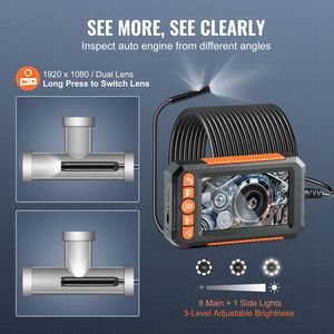 Telecamera Endoscopica Industriale con Doppia Lente, Cavo Semi-Rigido da 15 Metri, Schermo da 4,3 Pollici 1080P, 8 + 1 Luci LED - Product Image 1