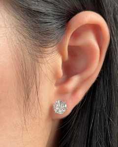 Solitaire Stud <b>Earrings</b> 3 Carat Round Lab Grown Diamond Elegant 6 Prong Classic Everyday Wear <b>Fine</b> Jewelry Wholesale 18k Gold - Product Image 1