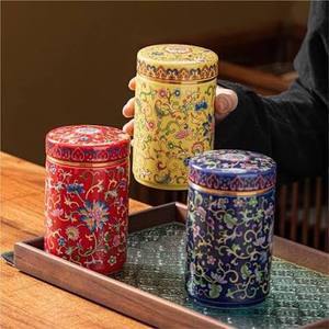 Stainless steel Food Container Round With Lid 1 Layer Decorative Storage <b>Box</b> Red Yellow Blue <b>Floral</b> Design - Product Image 1