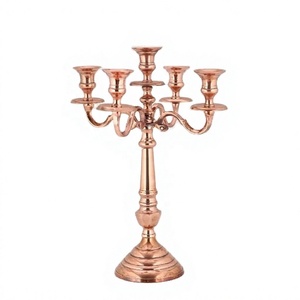 Candélabre 5 bras couleur cuivre fait main, élégant, pour la maison, l'hôtel, le salon, les mariages, la décoration de Noël, centre de table - Vente chaude - Product Image 1