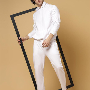 Chándal con Capucha para Hombre, Color Blanco, Manga Larga, Color Sólido, Ropa Casual, Transpirable, 100% Algodón, Corte Regular, con Bolsillos Laterales - Product Image 6