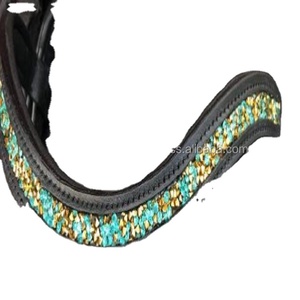 Custom Made Hotfix Bling Crystal Horse Curved Leather Brow Band Acolchado Fancy Decorativo Brow Band Horse Product Proveedores - Product Image 1